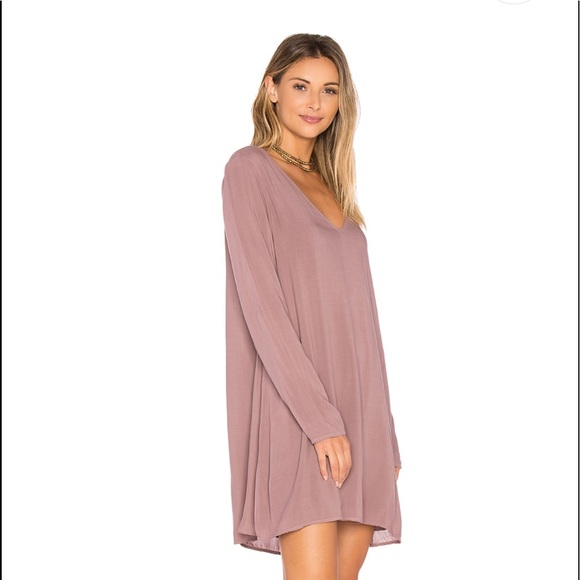 V NECK LACE BACK DRESS in moonLit Mauve - Picture 3 of 8